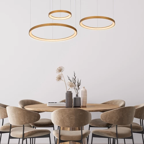Lucide VIDAL - Suspension - Ø 78 cm - LED Dim. - 1x120W 2700K - Or Mat / Laiton | Premium - ambiance 1